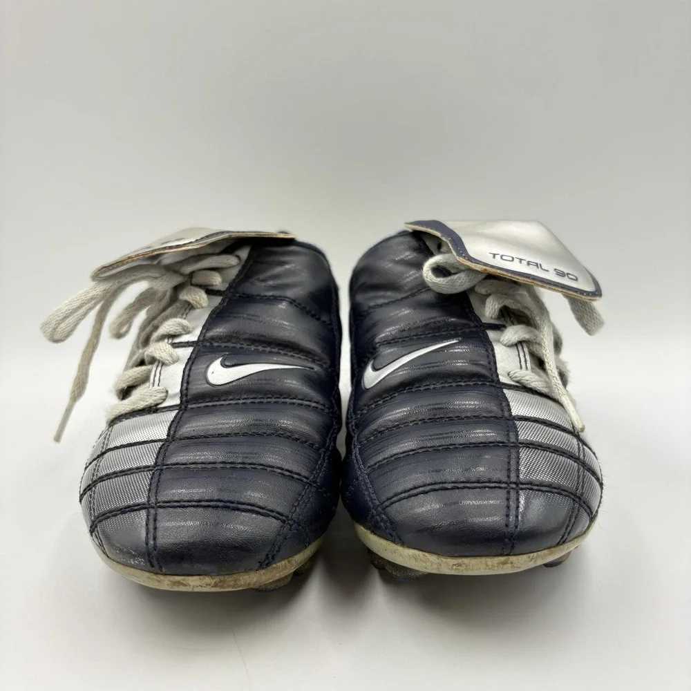 Nike Total 90 Shoes Youth Size 1.5Y Blue Silver Soccer Cleats 302240-408‎